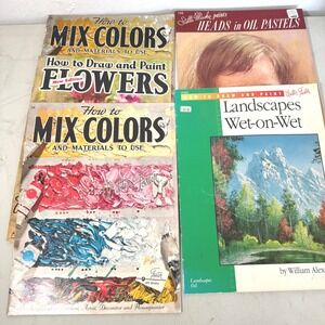 Vintage Walter Foster Art Books Lot of 5 Landscapes Flowers Color Mixing Pastels